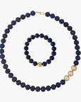10-11mm Golden South Sea Pearl Lapis Lazuli Stretch Bracelet