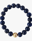 10-11mm Golden South Sea Pearl Lapis Lazuli Stretch Bracelet - Marina Korneev Fine Pearls