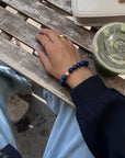 10-11mm Golden South Sea Pearl Lapis Lazuli Stretch Bracelet - Marina Korneev Fine Pearls