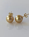 10-11mm Golden South Sea Pearl Stud Earrings