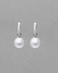 10-11mm White South Sea Pearl 18K WG/Diamonds Drop Earrings - Marina Pearls