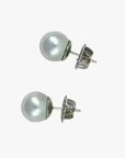 10 - 11mm White South Sea Pearl Stud Earrings White Gold - Marina Korneev