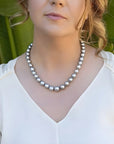 11-12mm AMAZING Silver Tahitian Pearl Necklace - Marina Korneev