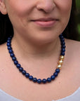 11-12mm Golden South Sea Pearl and Lapis Lazuli Necklace - Marina Korneev Fine Pearls