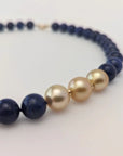 11-12mm Golden South Sea Pearl and Lapis Lazuli Necklace - Marina Korneev Fine Pearls