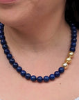 11-12mm Golden South Sea Pearl and Lapis Lazuli Necklace - Marina Korneev Fine Pearls
