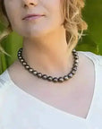 11 - 15mm Dark Aubergine Tahitian Pearl Necklace - Marina Korneev