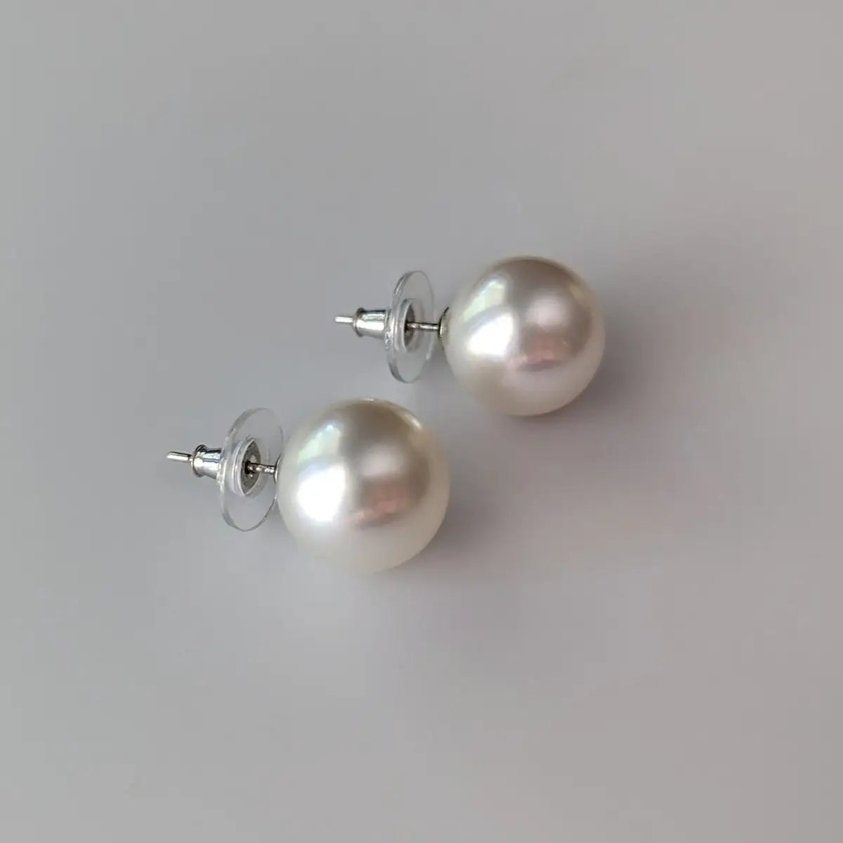 12-13mm Amazing White South Sea Pear Stud Earrings - Marina Korneev Fine Pearls