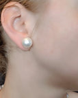 12-13mm Amazing White South Sea Pear Stud Earrings - Marina Korneev Fine Pearls