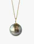 12 - 13mm Olive Round Tahitian Pearl Pendant - Marina Korneev