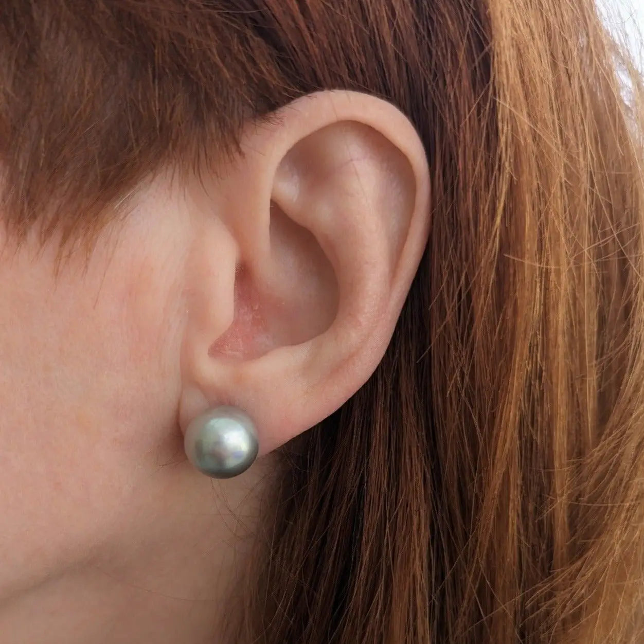 12 13mm Tahitian Pearl Stud Earrings in 14K White Gold Marina Korneev