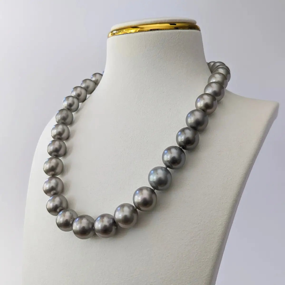 12-14mm REGAL! Silver Slate Tahitian Pearl Necklace - Marina Korneev Fine Pearls