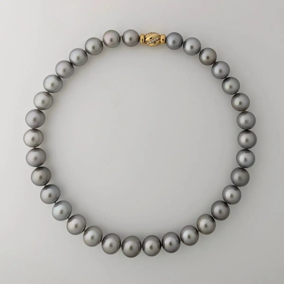 12-14mm REGAL! Silver Slate Tahitian Pearl Necklace - Marina Korneev Fine Pearls