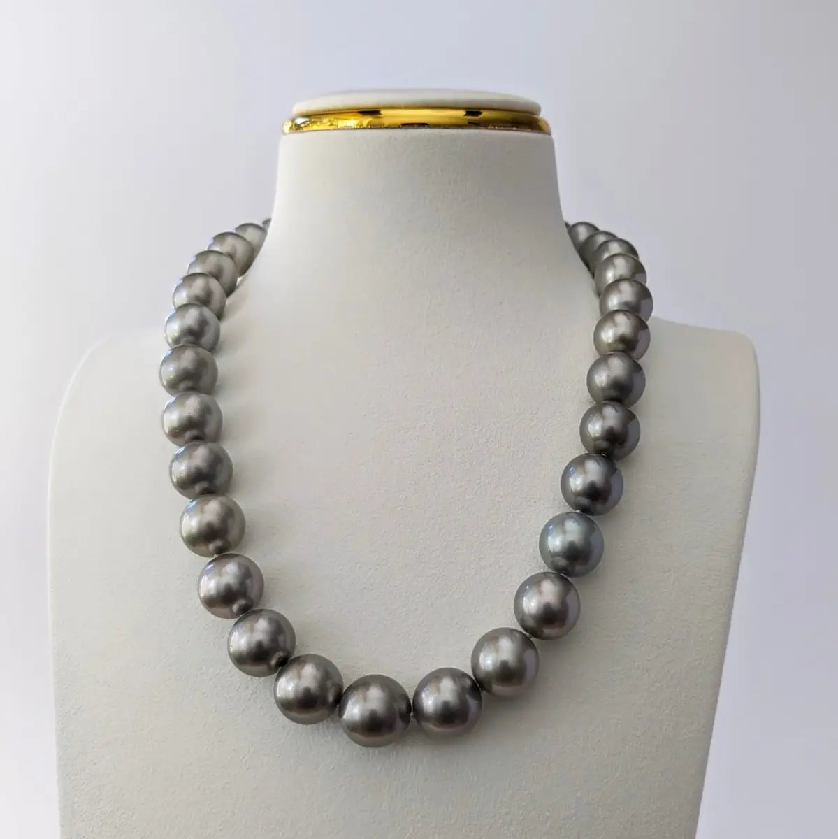 12-14mm REGAL! Silver Slate Tahitian Pearl Necklace - Marina Korneev Fine Pearls