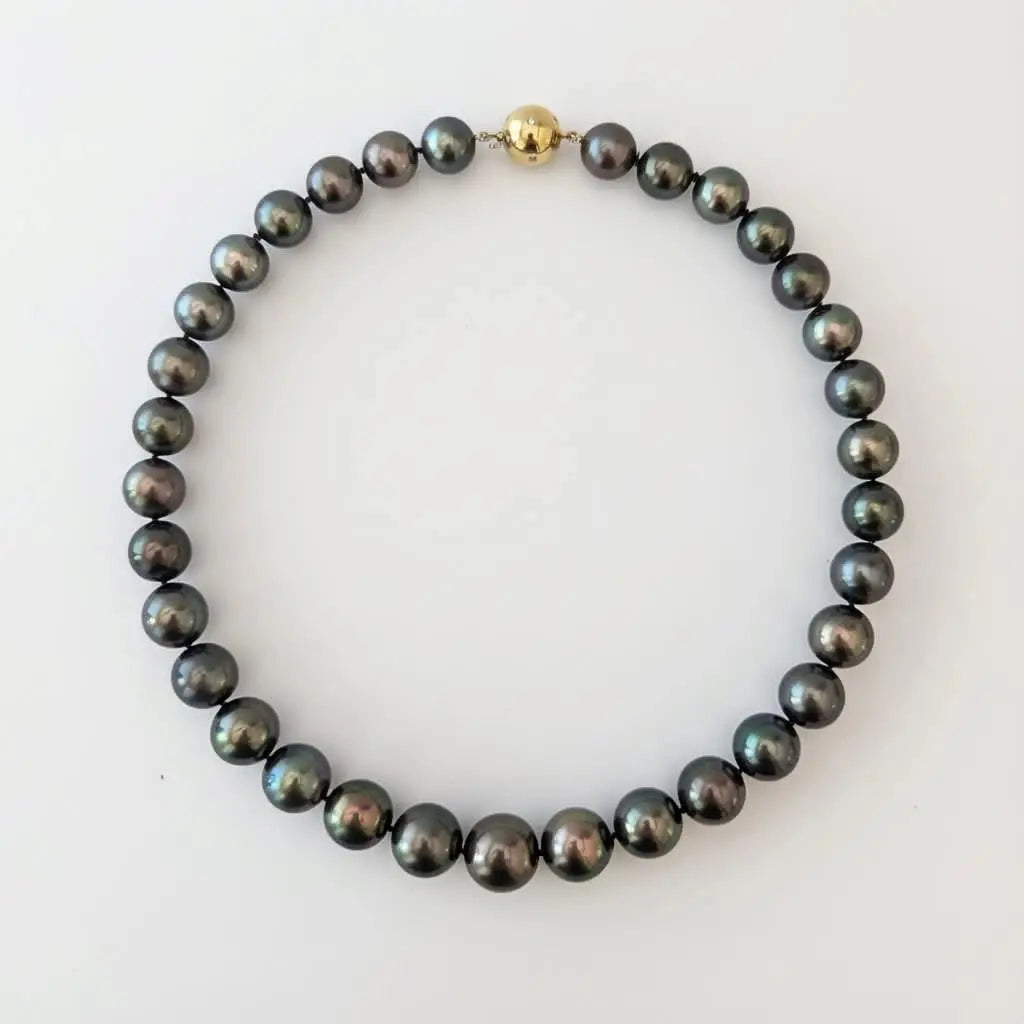 Dark Aubergine Tahitian Pearl Necklace 12-16mm 18in 14K – Marina Dark Aubergine Tahitian Pearl Necklace 12-16mm 18in 14K – Marina