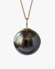 13-14mm Green Round Tahitian Pearl Pendant - Marina Korneev