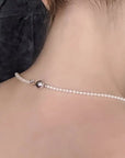 3.0-3.5mm White Baby Akoya Pearl Necklace Chain with 14K WG Clasp Marina Pearls