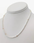 White Seed Bead Nucleated Freshwater Pearl Necklace w/Gold Beads - Marina Korneev Fine Pearls