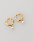 4.0-4.5mm White Akoya Pearl Drop Huggie Earrings