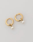 4.0 - 4.5mm White Akoya Pearl Drop Huggie Earrings - Marina Korneev