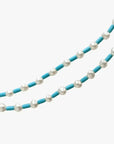 4.0 - 4.5mm White Freshwater Pearls and Turquoise Necklace - Marina Korneev