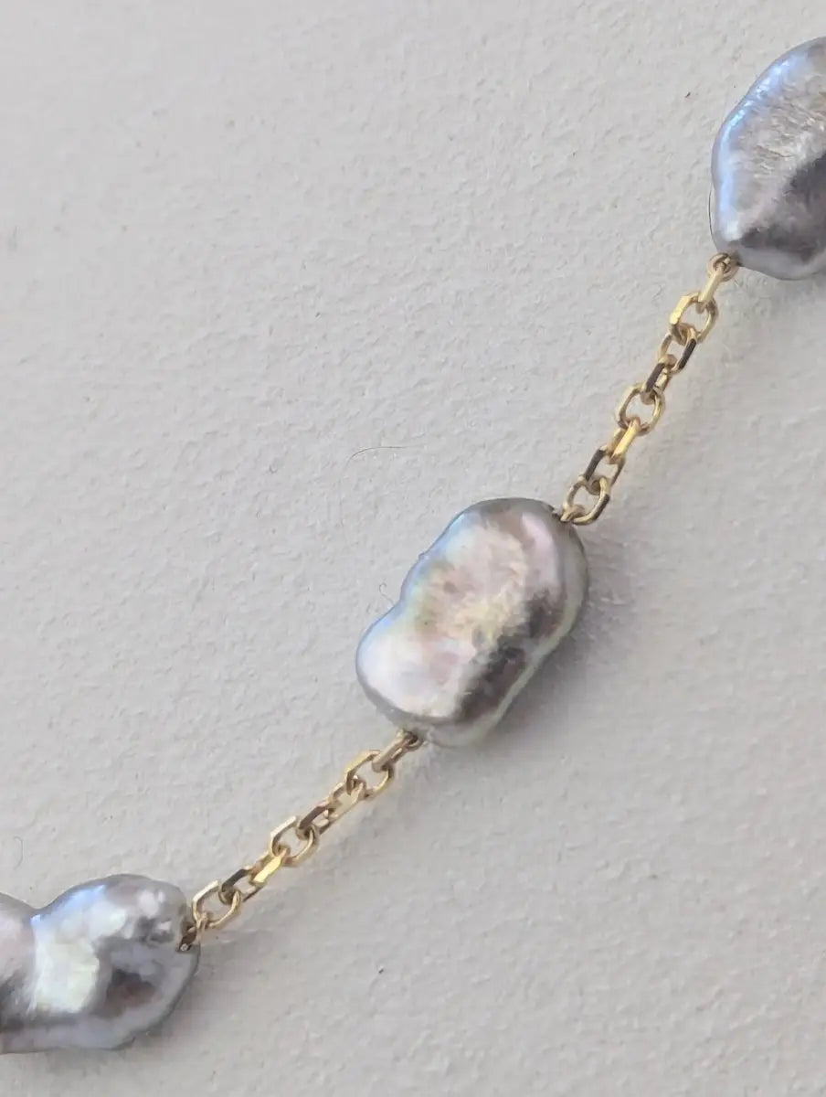 6 - 7mm Tahitian Keshi Pearl Station Necklace - Marina Korneev