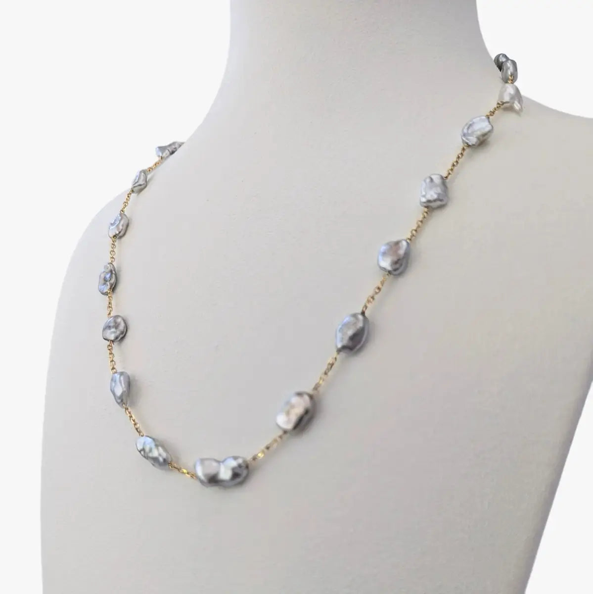 6 - 7mm Tahitian Keshi Pearl Station Necklace - Marina Korneev