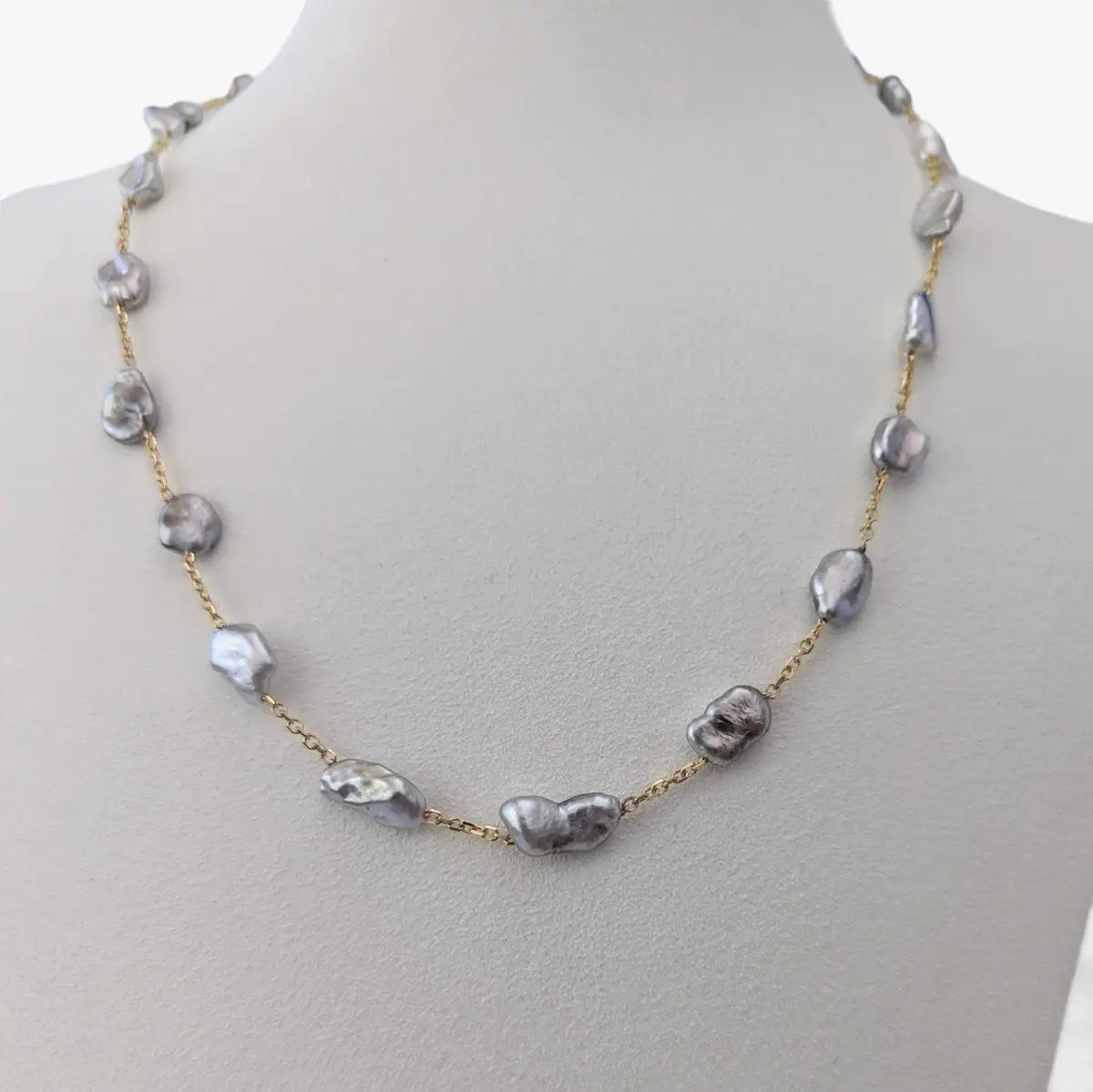 6 - 7mm Tahitian Keshi Pearl Station Necklace - Marina Korneev