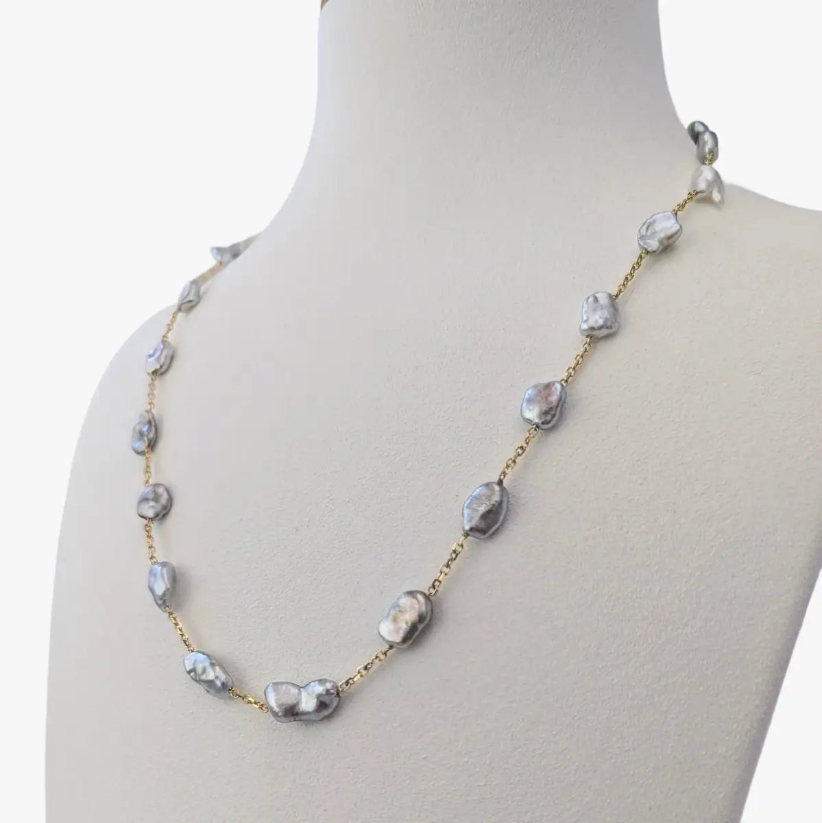 6 - 7mm Tahitian Keshi Pearl Station Necklace - Marina Korneev