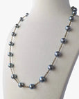 7.5 - 8.0mm Dyed Akoya Pearl Station Necklace Elegant Necklaces by Marina Korneev