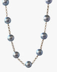 7.5 - 8.0mm Dyed Akoya Pearl Station Necklace Elegant Necklaces by Marina Korneev