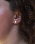 8.0-8.5mm White Akoya Pearl 14K YG Stud Earrings - Marina Pearls