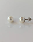 8.0-8.5mm White Akoya Pearl Stud Earrings - Marina Korneev Fine Pearls