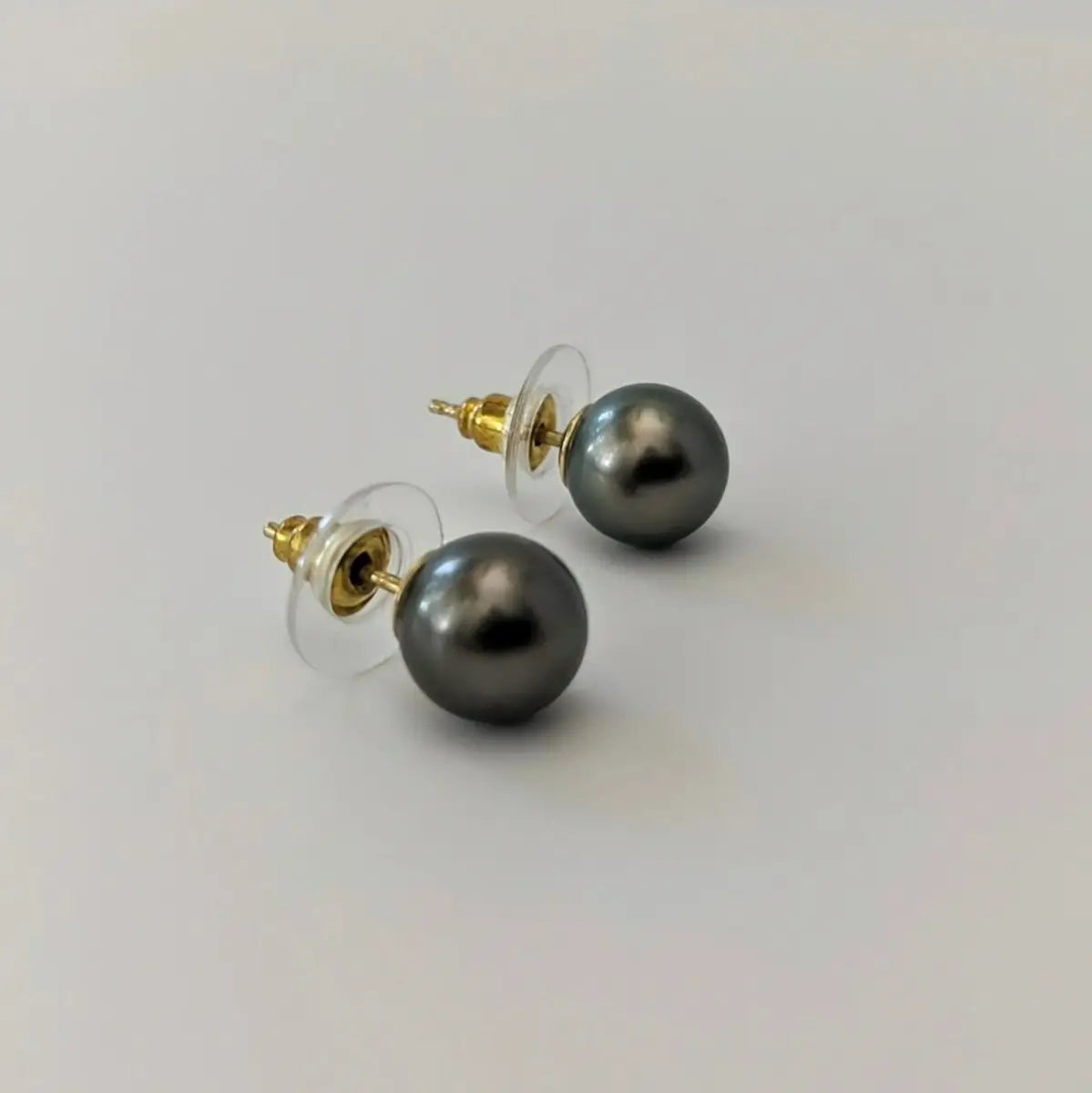 9-10mm Green Tahitian Pearl Stud Earrings - Marina Korneev Fine Pearls