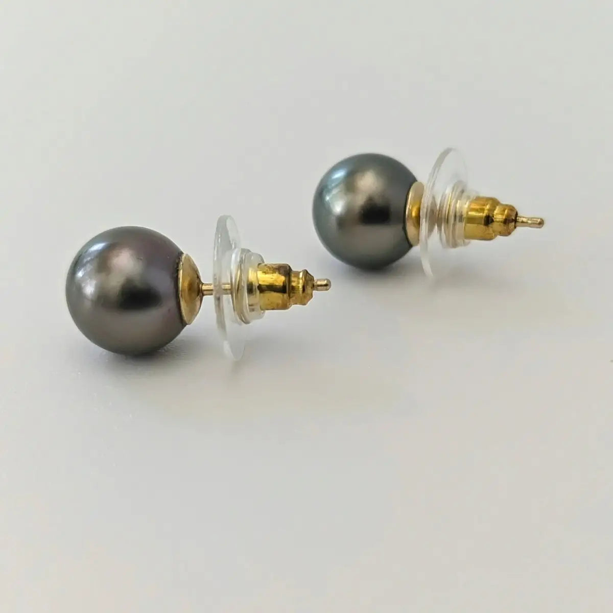 9-10mm Green Tahitian Pearl Stud Earrings - Marina Korneev Fine Pearls