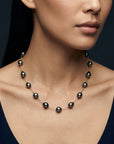 9 - 10mm Drops Tahitian Pearl Station Necklace Elegant Necklaces by Marina Korneev