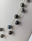 9-11mm EXCEPTIONAL Round Tahitian Pearl Station Long Necklace