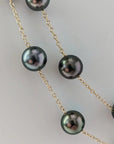 9-11mm EXCEPTIONAL Round Tahitian Pearl Station Long Necklace