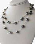 9-11mm Semi-Baroque Tahitian Pearl Station Long Necklace