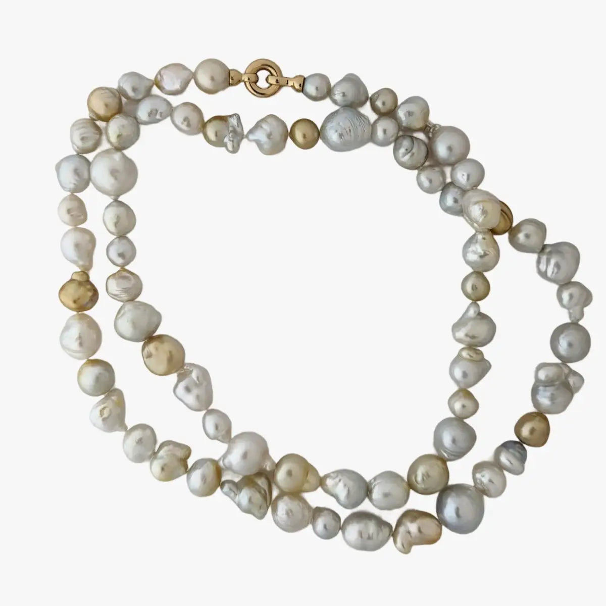 Harvest Strand: 9-19mm White & Golden South Sea Pearl Necklace - Marina Korneev Fine Pearls