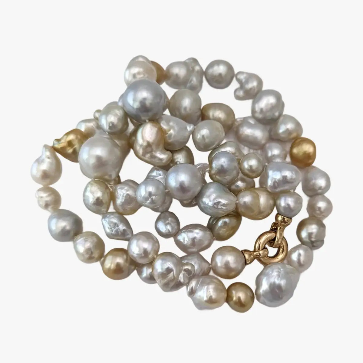Harvest Strand: 9-19mm White & Golden South Sea Pearl Necklace - Marina Korneev Fine Pearls