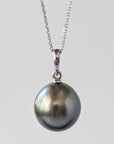 11 - 12mm Semi Round Tahitian Pearl Pendant Elegant Pendants by Marina Korneev