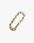 a gold colored metal buckle with diamonds on it