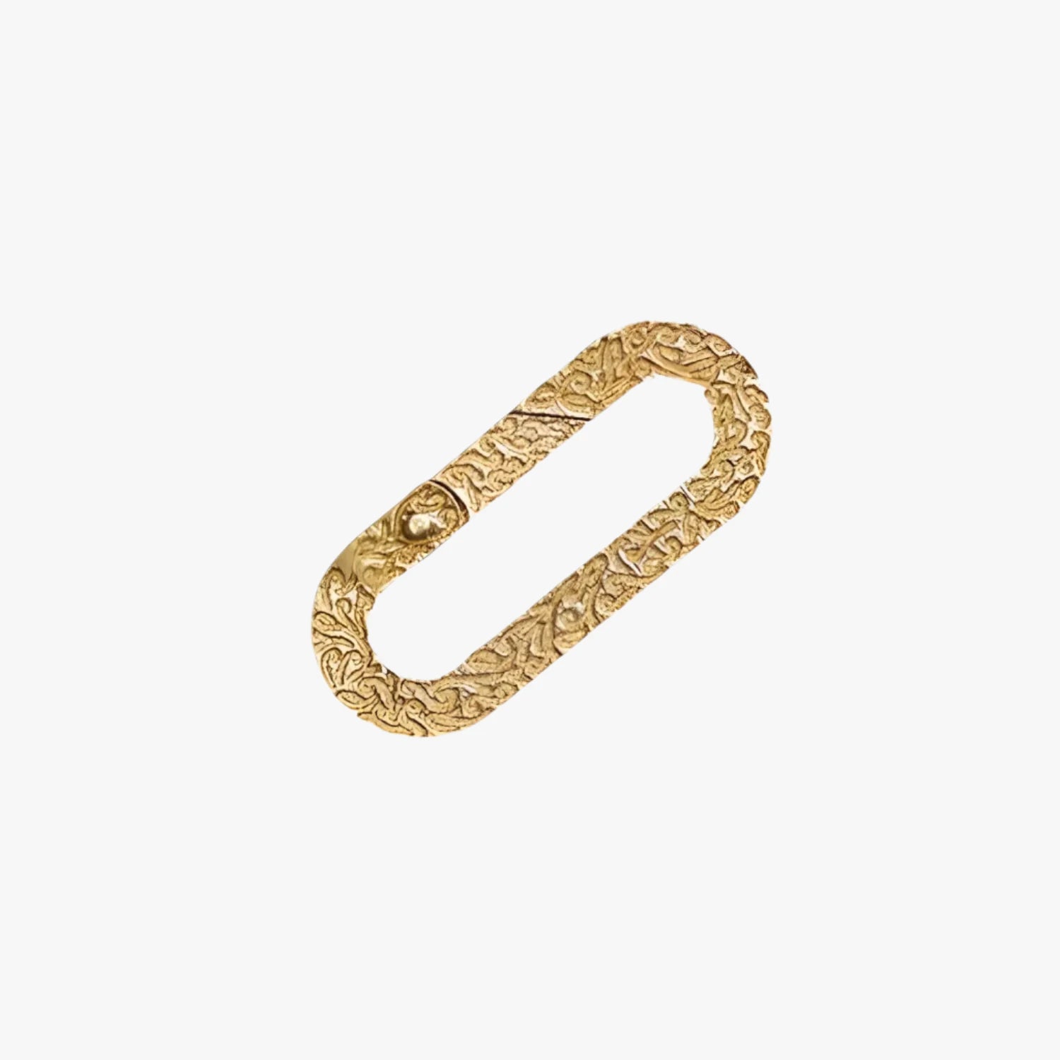 a gold chain ring on a white background