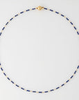 Tiny Lapis Lazuli Beads Gold Chain Station Necklace
