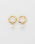 4.0-4.5mm White Akoya Pearl Drop Huggie Earrings