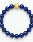 10-11mm Golden South Sea Pearl Lapis Lazuli Stretch Bracelet