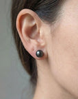 8-9mm DARK Tahitian Pearl Stud Earrings - Marina Korneev