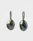 19-20mm Tahitian Keshi Pearl Dangling Lever-Back Earrings - Marina Korneev