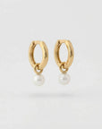4.0-4.5mm White Akoya Pearl Drop Huggie Earrings
